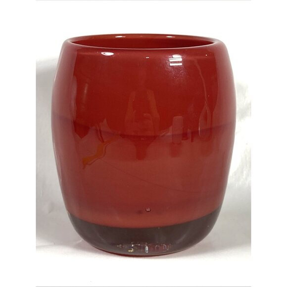 Glass.ful Votive Candle Holder Cherry Red Handblown Cased Glass Canadian - Picture 2 of 8